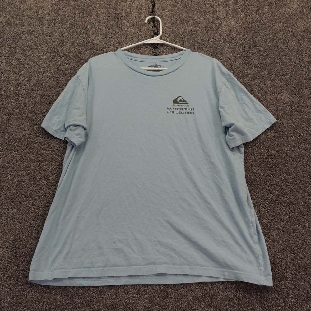 Quiksilver Waterman T Shirt Mens Large Light Blue Short Sleeve Cotton Casual